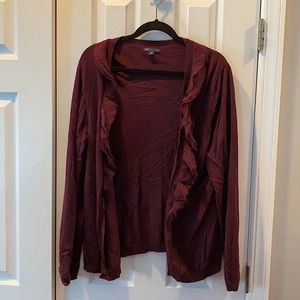 Gap Distressed Fringe Cardigan - Wine
